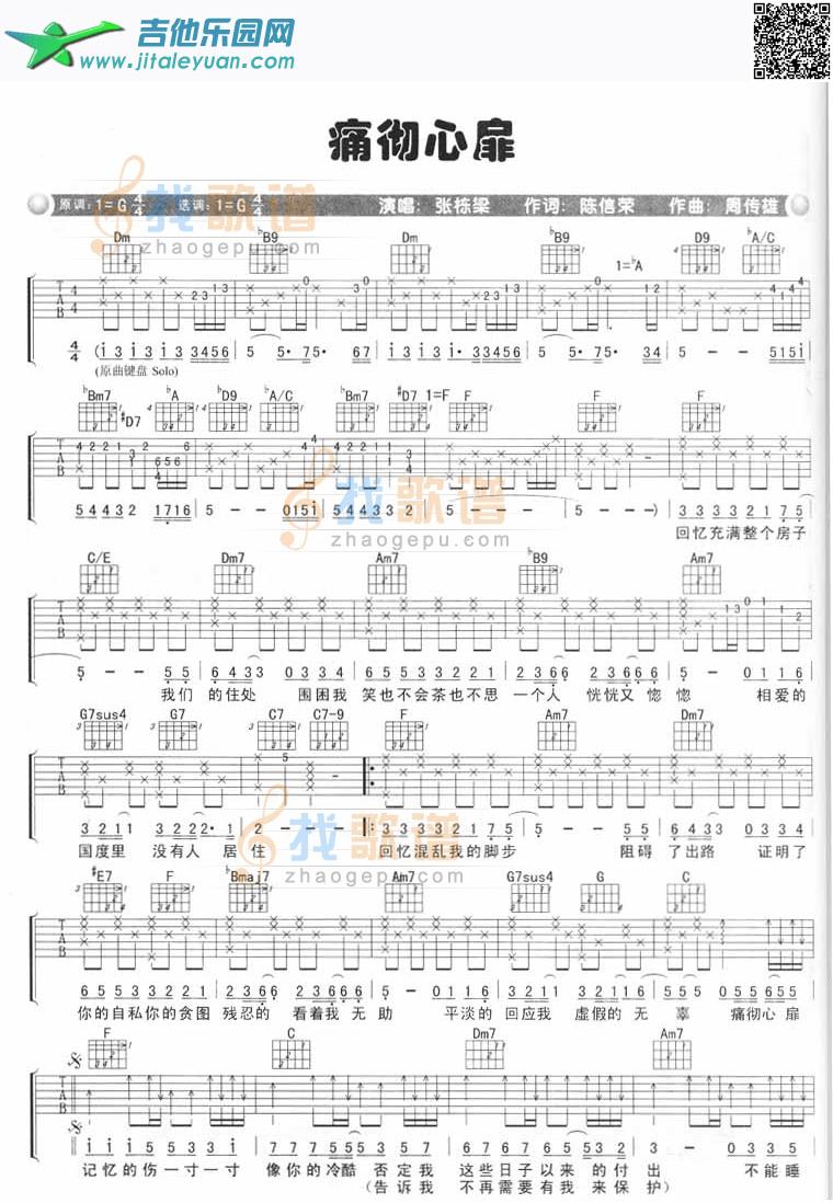 痛彻心扉_张栋梁　_第1张吉他谱