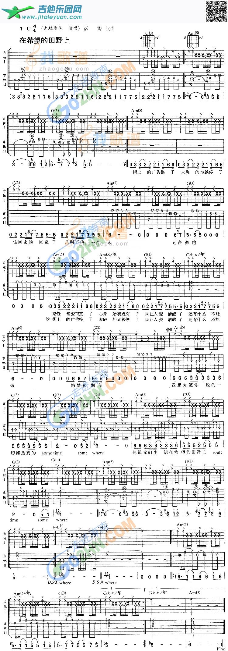 在希望的田野上_第1张吉他谱