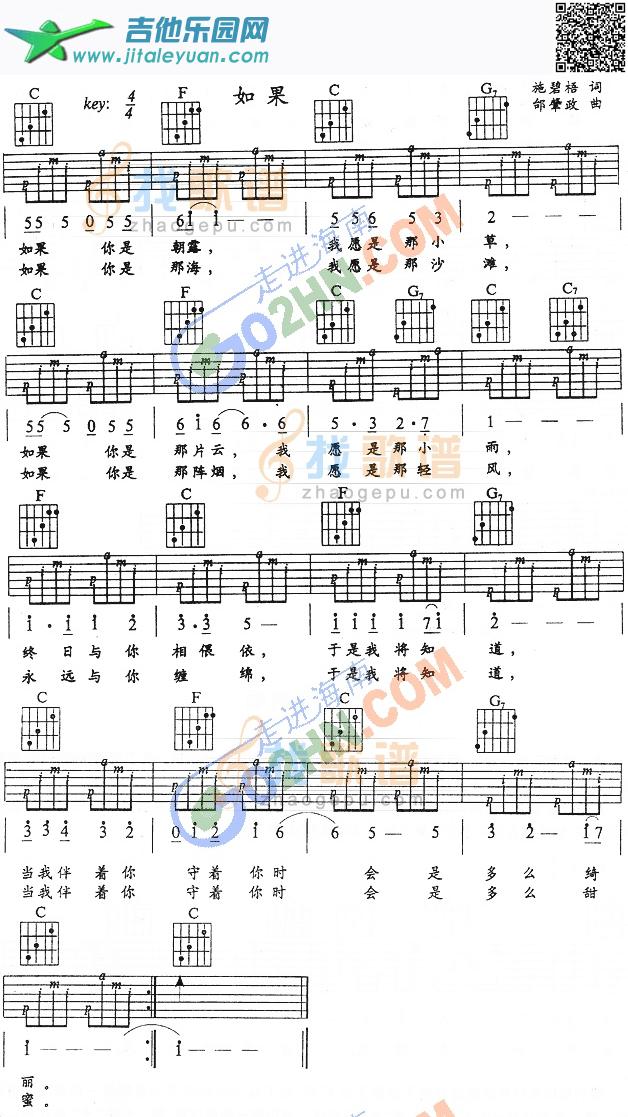 吉他谱：如果第1页
