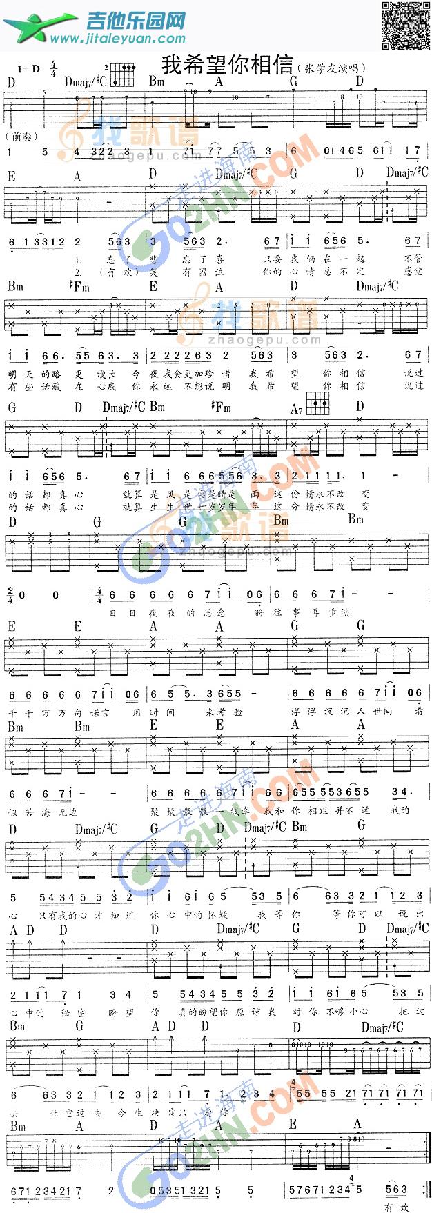 吉他谱：我希望你相信第1页