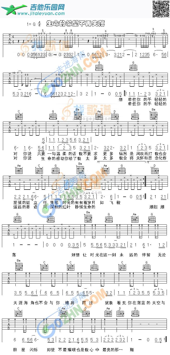 生命的希望不再失落_第1张吉他谱