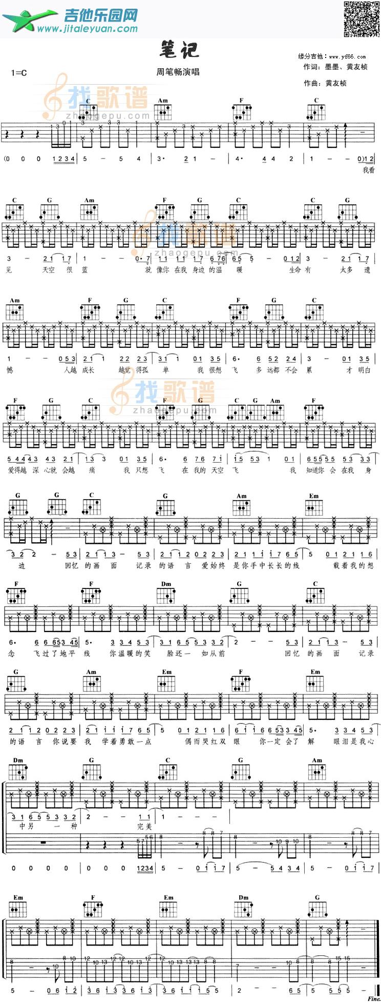 周笔畅-笔记_周笔畅　_第1张吉他谱