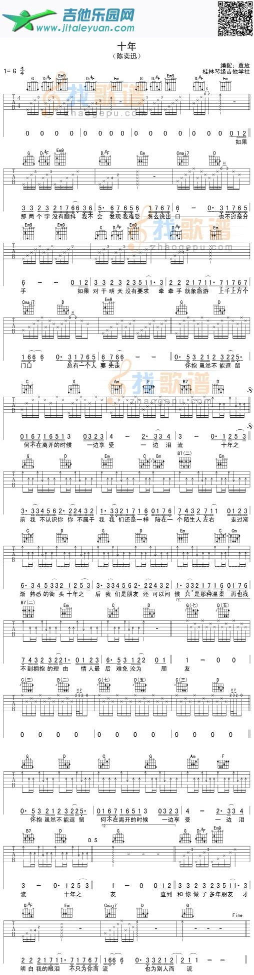 吉他谱：陈奕迅-十年第1页