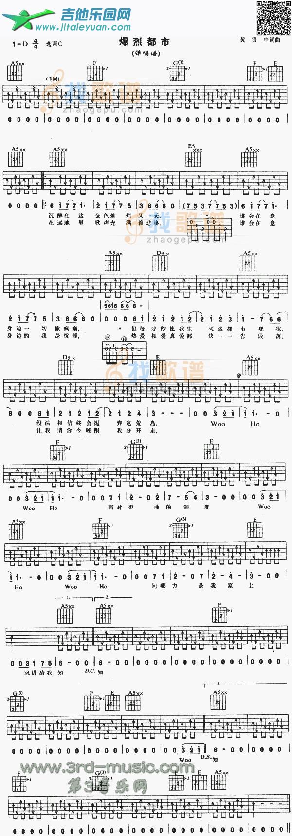 爆烈都市(粤语)_第1张吉他谱