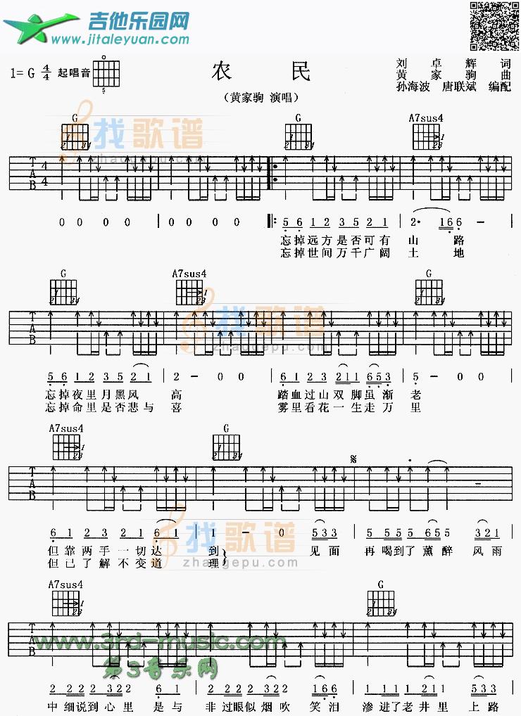 吉他谱：农民第1页