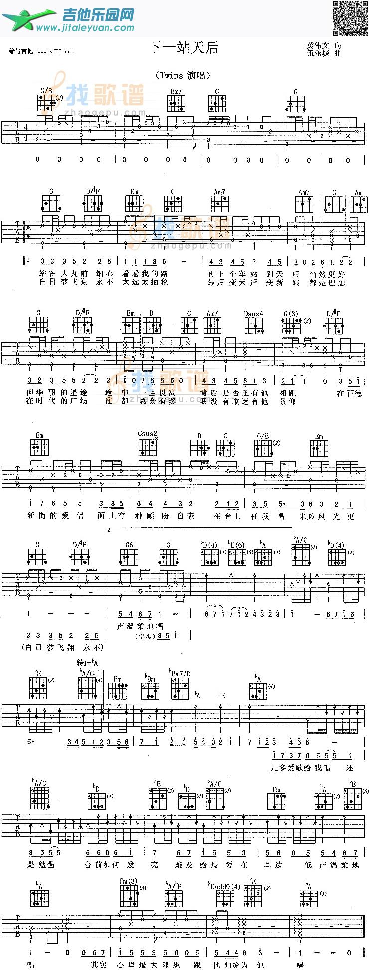 下一站天后_Twins　_第1张吉他谱