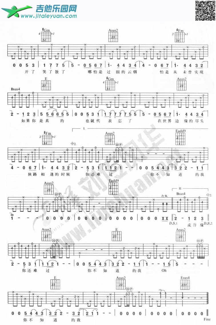 吉他谱：你不知道的我第2页