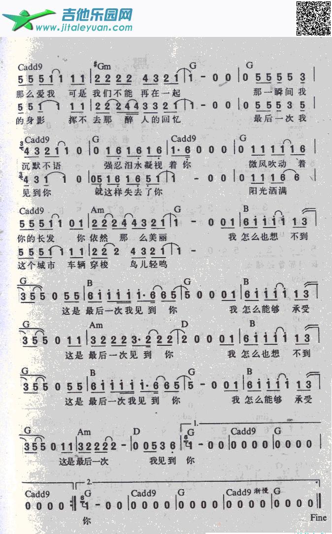 吉他谱：最后一次我见到你第2页