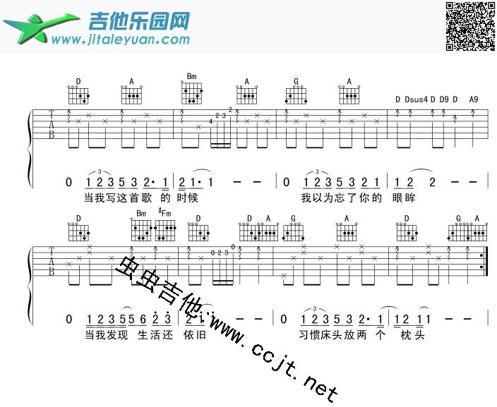 当你说爱我的时候(吉他谱)_严波　_第2张吉他谱