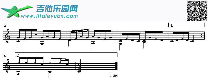 金瓶似的小山吉他独奏曲（五线谱）_高飞编曲　_第2张吉他谱