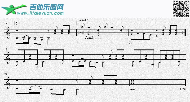 吉他谱：小草吉他独奏谱（五线谱）第2页