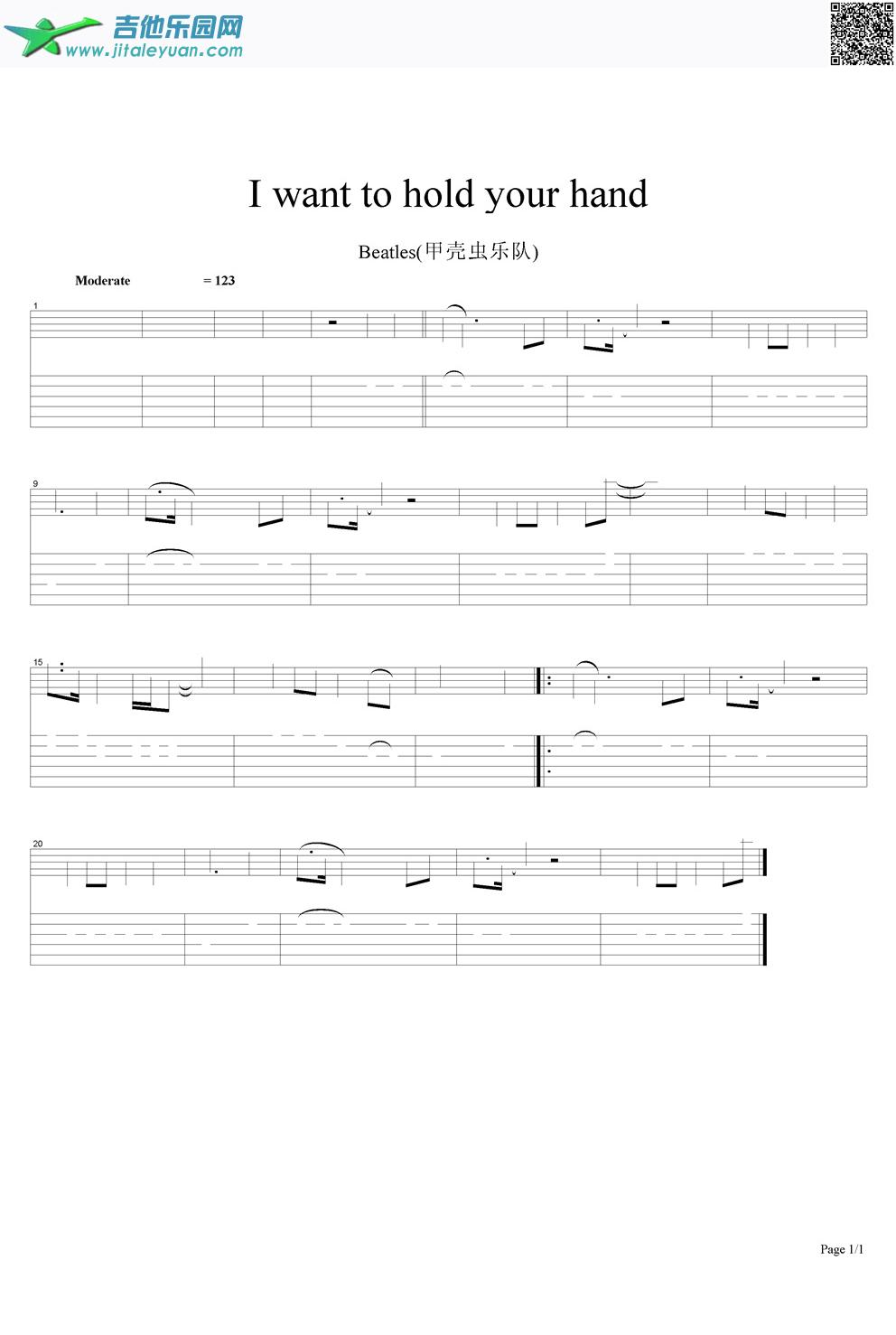 吉他谱：Iwanttoholdyourhand第1页